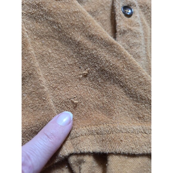 Dandy Del Mar Men's Size Medium Orange Floral Terry Button Down Shirt FLAWS - Picture 3 of 7